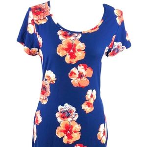 Young USA Ladies Dress Floral Blue Summer Small